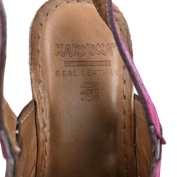 Karyoka Multicolor Cutout Wavy Colorblock Slingback Wedge Sandals 38 US 7.5 - 8 - Picture 11 of 14